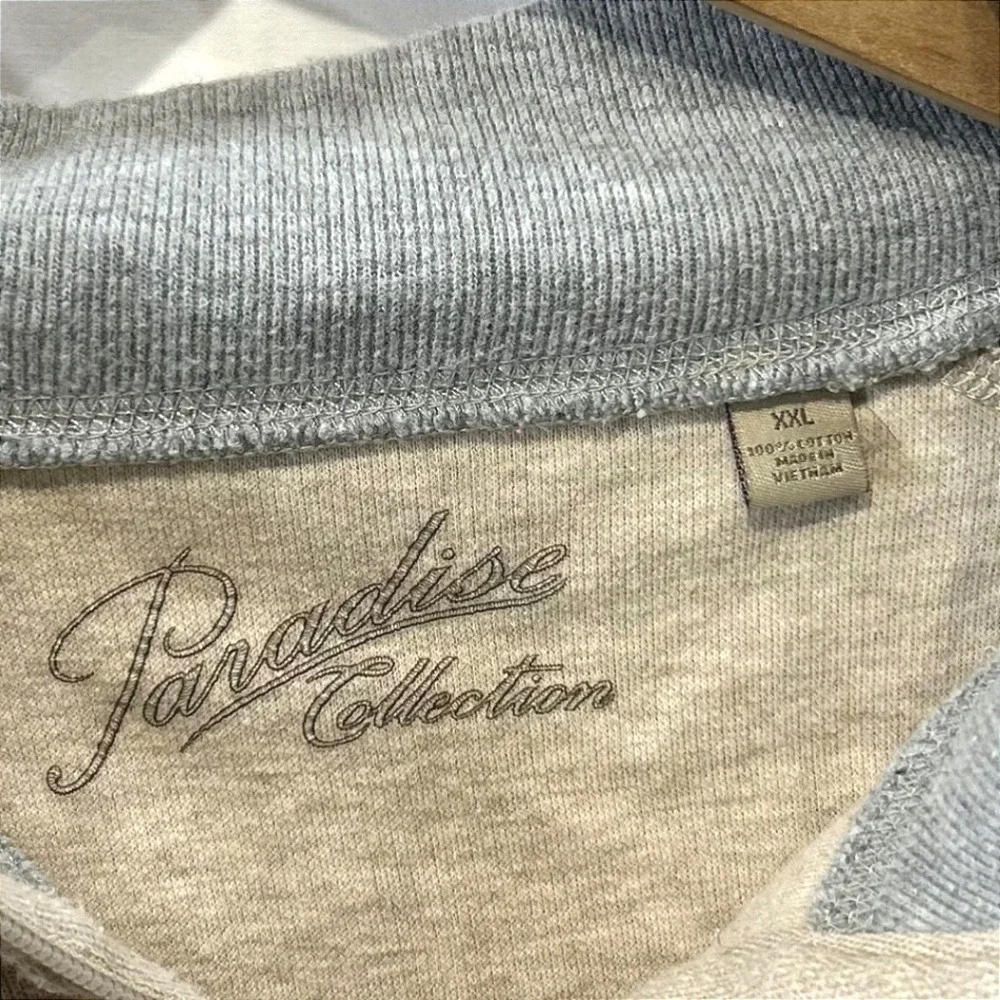 VTG Paradise Collection Old Money Quarter Zip XXL Cotton Preppy Beige Sweater